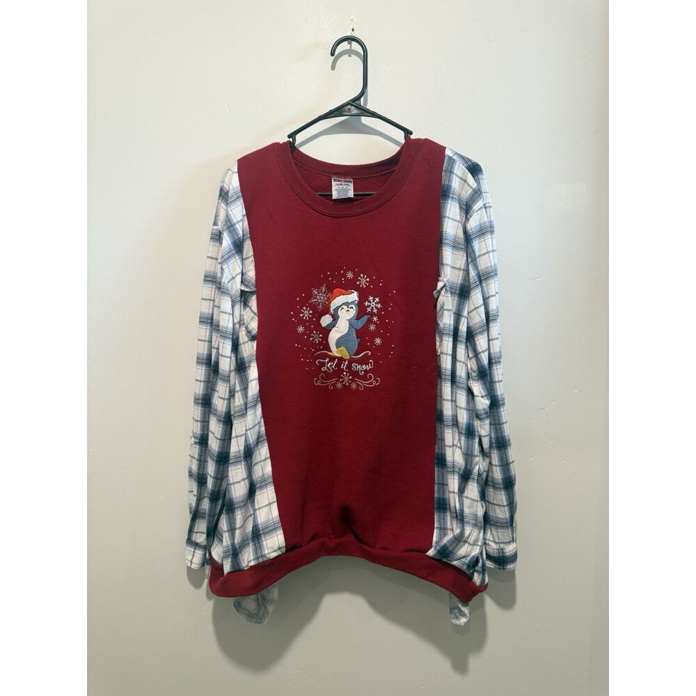 Reworked Upcycle Grunge Oversize Holiday Snow Christmas Sweater M/L